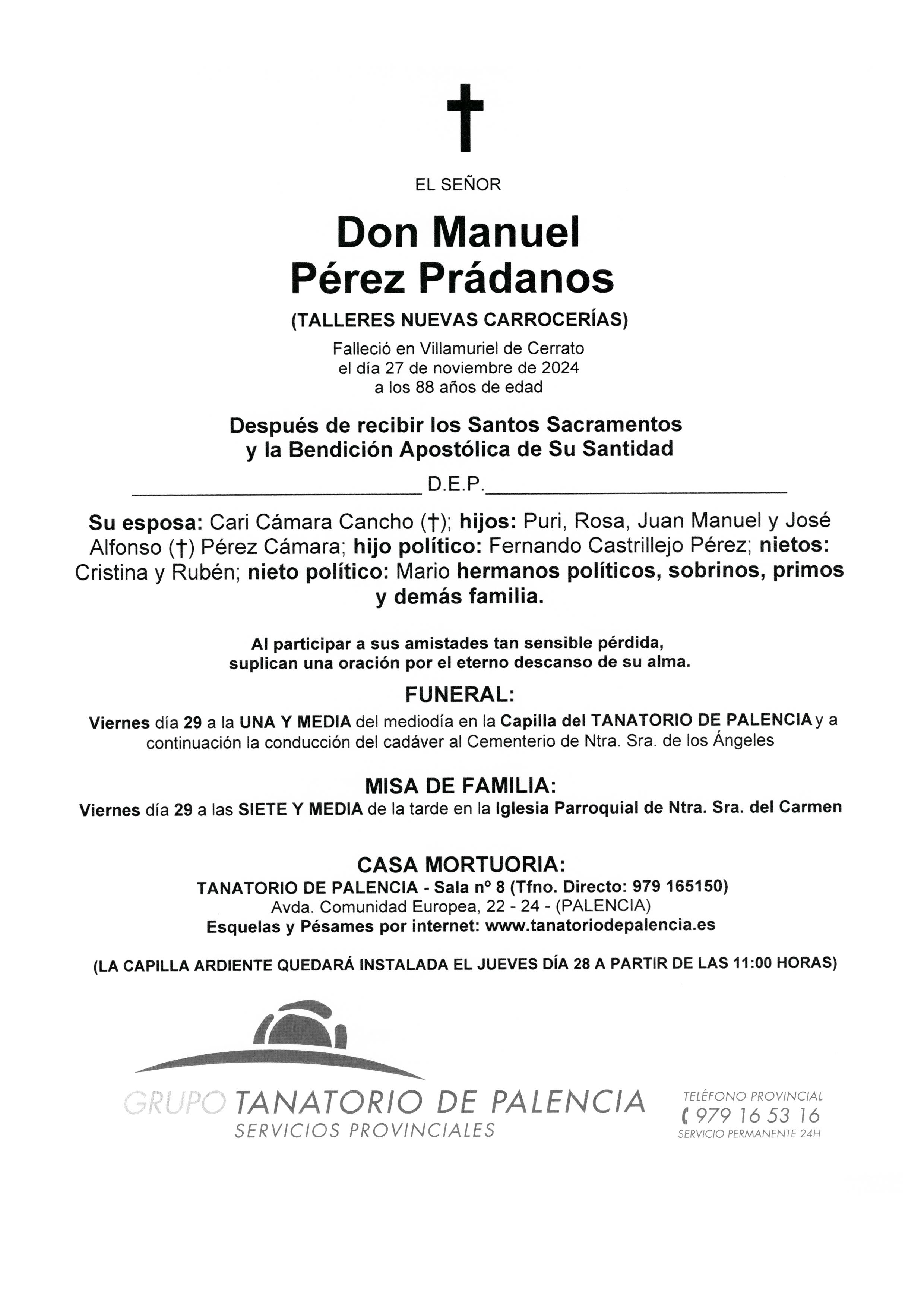 EL SEÑOR DON MANUEL PÉREZ PRÁDANOS